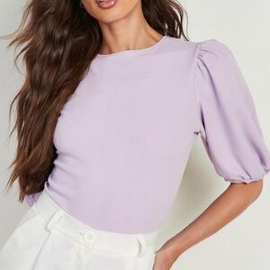 Boohoo TALL Puff Sleeve Lilac Bodysuit